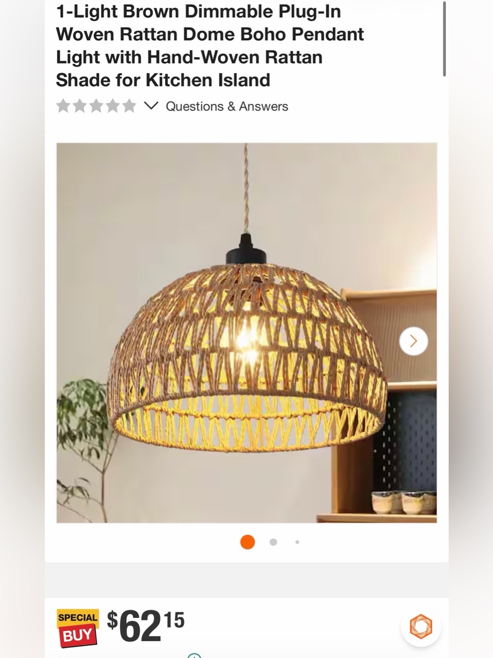 New Handwoven plug in boho Rattan Pendant Light